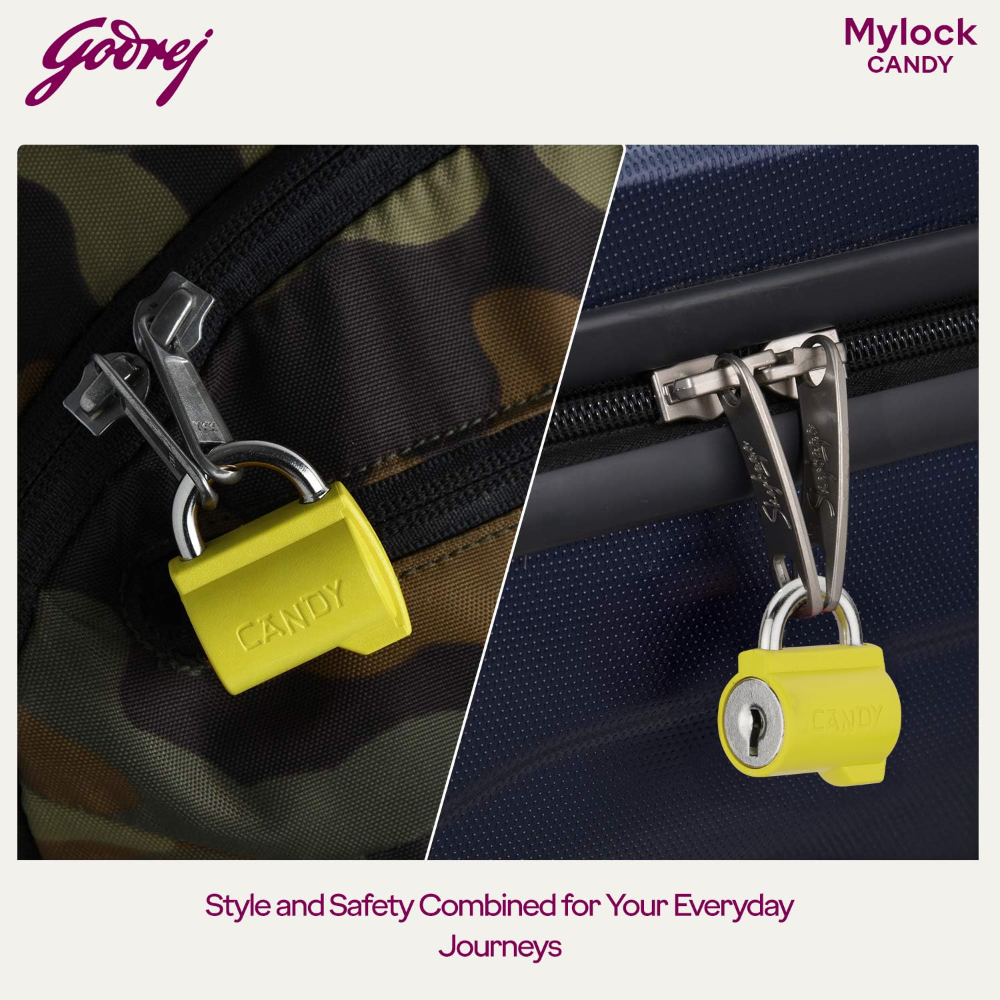Godrej Locks I MyLock Candy Catus Green Pack of 4 | Common Keys | Self-Locking Padlock | Rust Resistant | ABS Body | Travel Lock | CPU and Bag Lock | Tamper-Proof | 1 Year Warranty I 9618